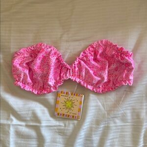 Kulani Kinis RUCHED BANDEAU BIKINI TOP‎ - ROSE QUARTZ size small NWT